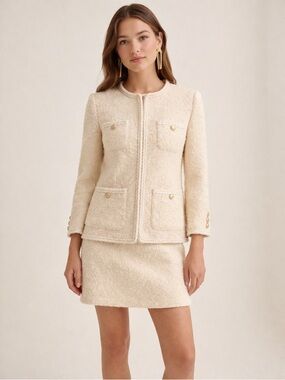 NEW! J.Crew Long Lady Jacket in Powder Wool-blend Boucle Size 4